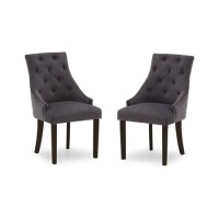 Hobbs Pair of Dining Chairs in Misty Grey Velvet- By Vida Living