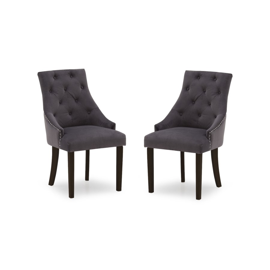 Hobbs Pair of Dining Chairs in Misty Grey Velvet- By Vida Living