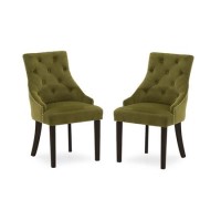 Vida Living Hobbs Pair of Dining Chairs in Moss Green Velvet