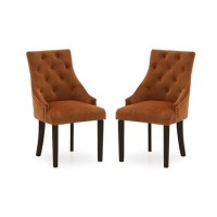 Vida Living Hobbs Pair of Dining Chairs in Pumpkin Orange Velvet