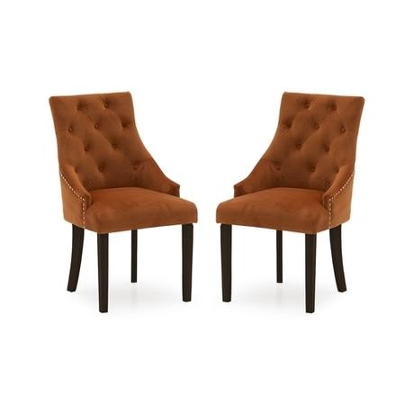 Vida Living Hobbs Pair of Dining Chairs in Pumpkin Orange Velvet
