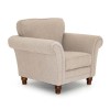 Helmsdale Beige Fabric Armchair with Solid Wood Legs