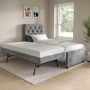 Single Grey Velvet Guest Bed with Trundle  - Isabel
