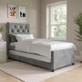 Single Grey Velvet Guest Bed with Trundle  - Isabel