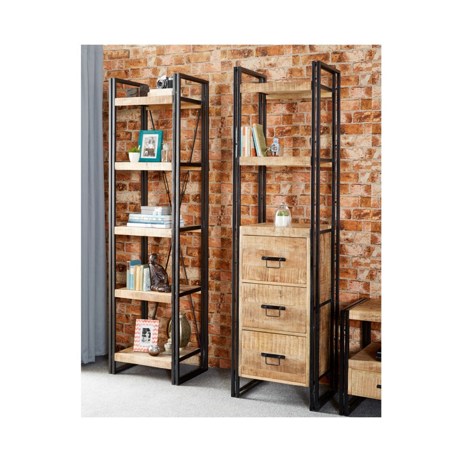 Cosmo Industrial Slim Open Bookcase