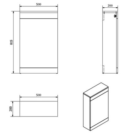 White Back to Wall WC Unit - W500 x H815mm