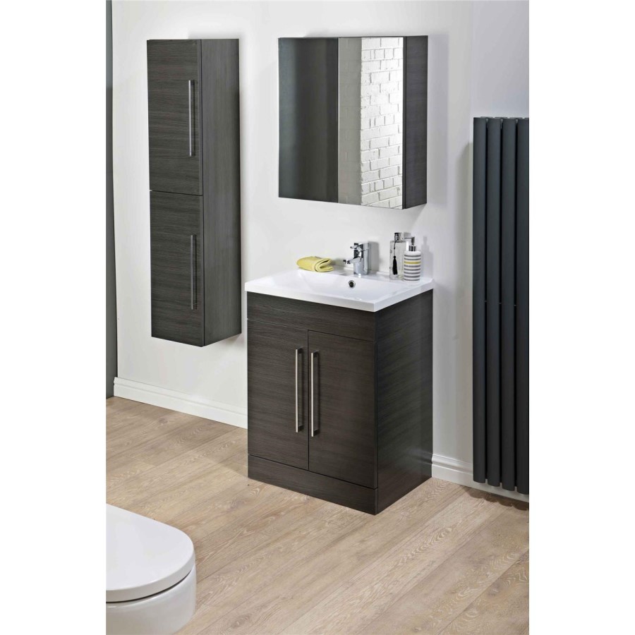 Black Free Standing Bathroom Vanity Unit - With Basin - W600 x 820mm