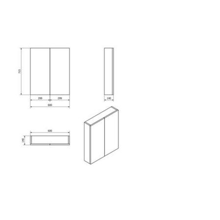 Moderno Wall Hung Two Door Bathroom Mirror Cabinet