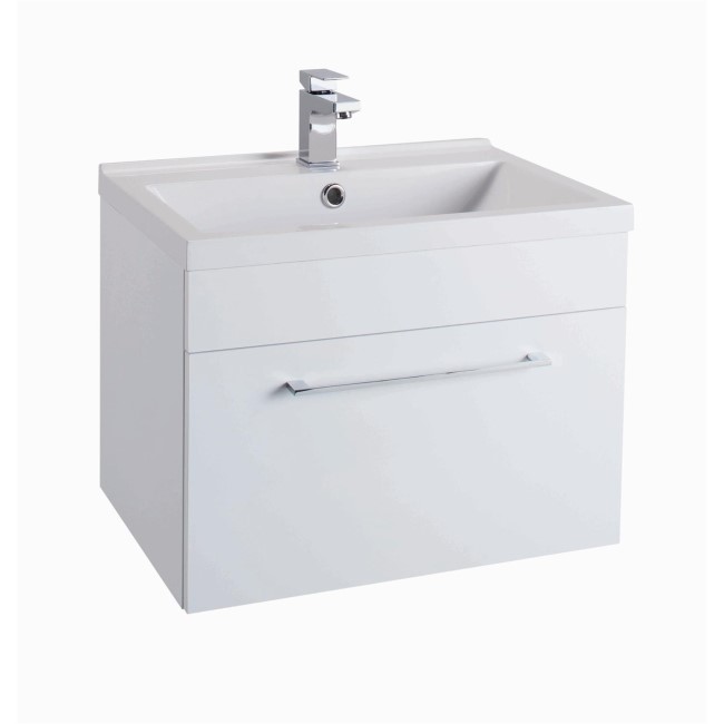 White Wall Hung Bathroom Vanity Unit - Without Basin - W600mm