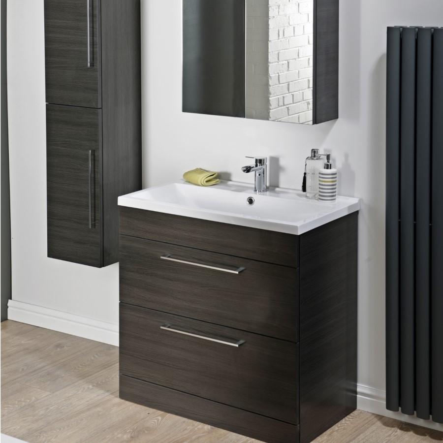 Black Free Standing Bathroom Vanity Unit - Without Basin - W800mm