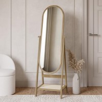 Oak Full Length Free-Standing Oval Mirror with Shelf - Ida