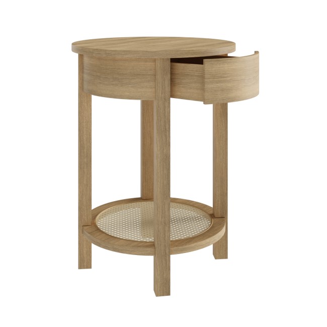 ONLY OPENED - Oak Bedside Table with Drawer and Shelf - Ida