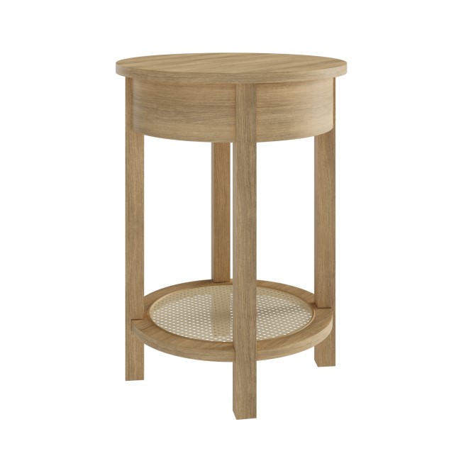 ONLY OPENED - Oak Bedside Table with Drawer and Shelf - Ida