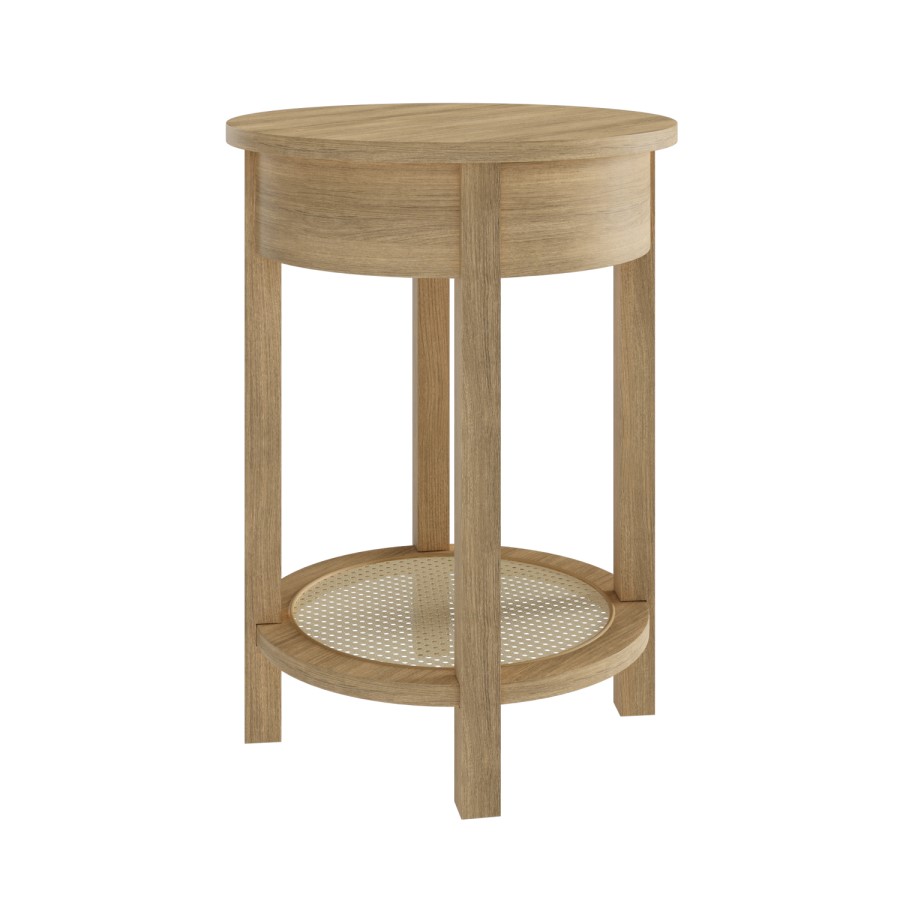 ALMOST PERFECT - Oak Bedside Table with Drawer and Shelf - Ida