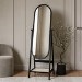 Black Full Length Free-Standing Oval Mirror with Shelf - Ida