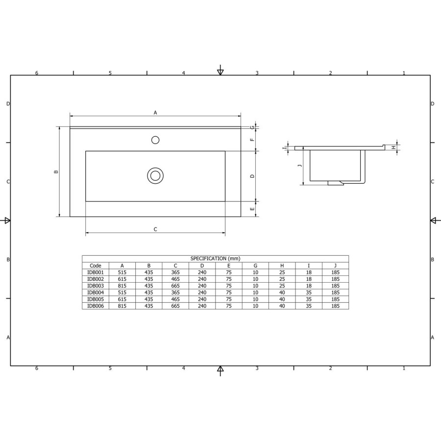 Moderno 800 Ceramic Mid Edge Basin