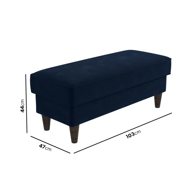 ALMOST PERFECT - Large Navy Velvet Footstool - Idris