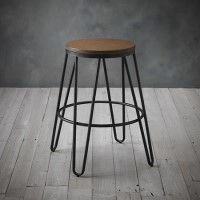 Solid Wood Bar Stool with Black Legs - 76 cm - Ikon