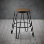 Solid Wood Bar Stool with Black Legs - 76 cm - Ikon