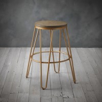 Solid Wood Bar Stool with Gold Legs - 76cm - Ikon