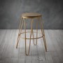 Solid Wood Bar Stool with Gold Legs - 76cm - Ikon