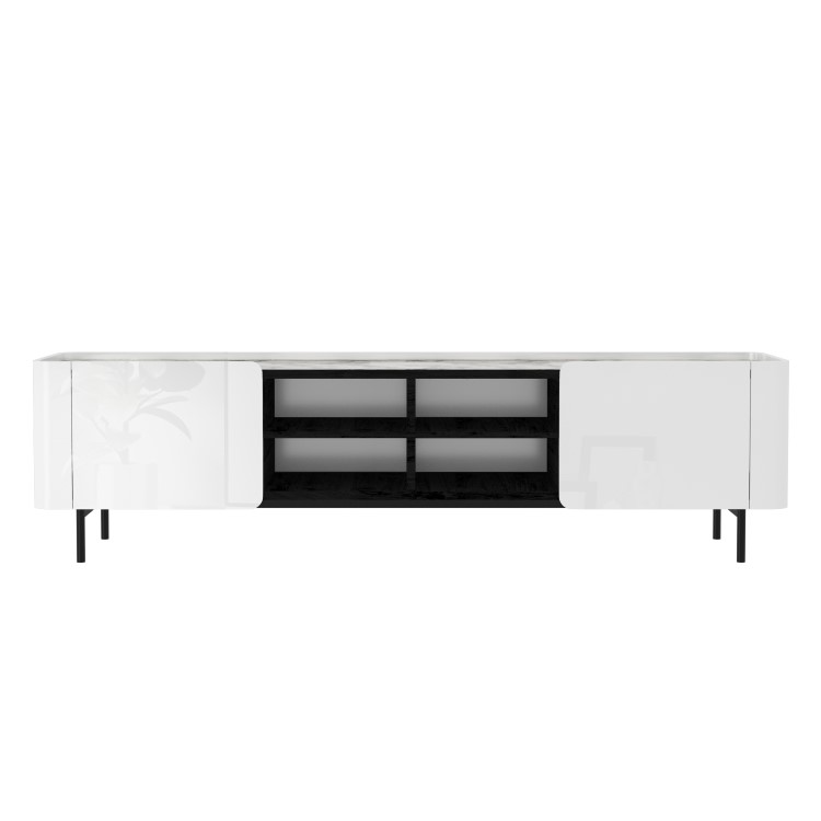 Large White Gloss and Marble TV Unit - TV's up to 70" - Isla