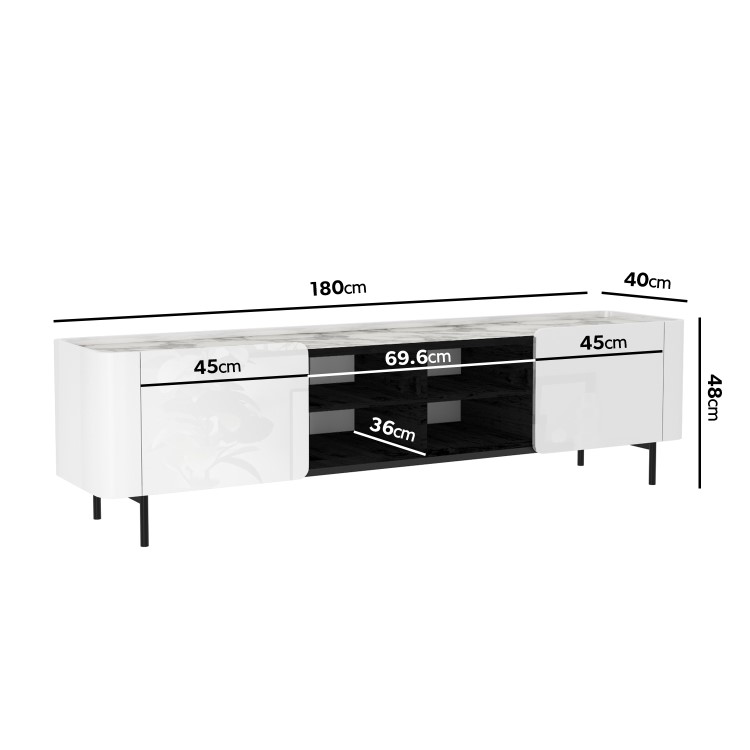 Large White Gloss and Marble TV Unit - TV's up to 70" - Isla