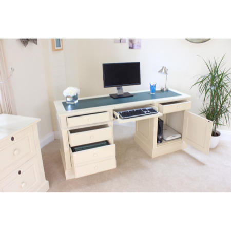 Baumhaus Cadence Twin Pedestal Computer Desk in cream