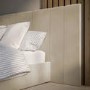 GRADE A1 - Beige Velvet Double Ottoman Bed with Wide Headboard - Iman