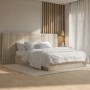 ONLY OPENED - Beige Velvet King Size Ottoman Bed with Wide Headboard - Iman