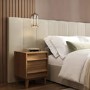 Beige Velvet King Size Ottoman Bed with Wide Headboard - Iman