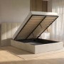 ONLY OPENED - Beige Velvet King Size Ottoman Bed with Wide Headboard - Iman