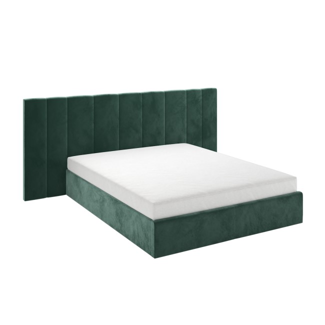 Green Velvet King Size Ottoman Bed with Wide Headboard - Iman