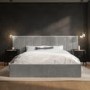 ONLY OPENED - Grey Velvet King Size Ottoman Bed with Wide Headboard - Iman