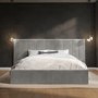 Grey Velvet King Size Ottoman Bed with Wide Headboard - Iman