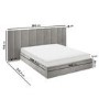 ONLY OPENED - Grey Velvet King Size Ottoman Bed with Wide Headboard - Iman