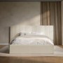 ONLY OPENED - Off-White Upholstered Double Ottoman Bed with Wide Headboard - Iman