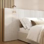Cream Upholstered Double Ottoman Bed with Wide Headboard - Iman