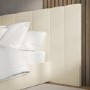 Off-White Fabric Double Ottoman Bed with Wide Headboard - Iman