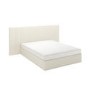 Off-White Fabric Double Ottoman Bed with Wide Headboard - Iman