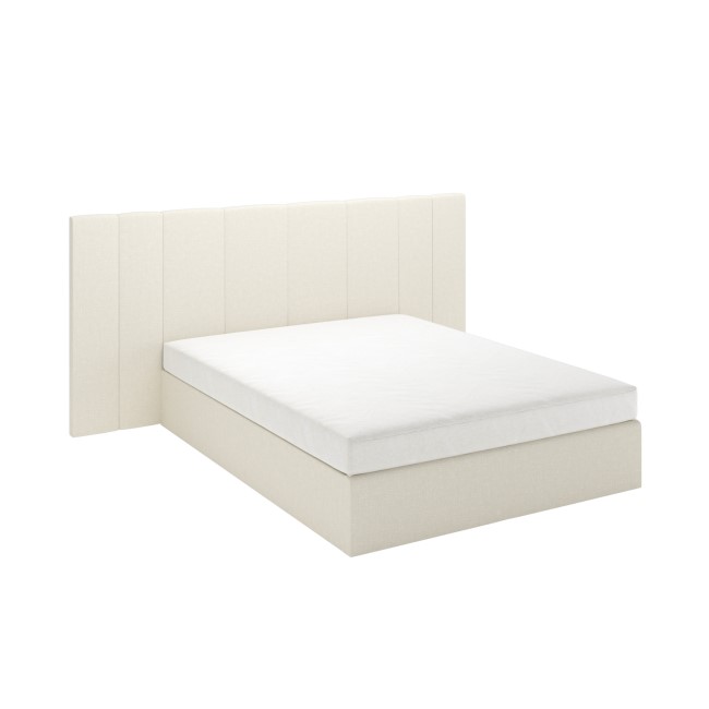 Off-White Upholstered Double Ottoman Bed with Wide Headboard - Iman