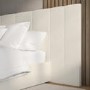 Off White Fabric Double Ottoman Bed with Wide Headboard - Iman