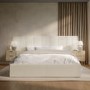 GRADE A1 - Off-White Upholstered King Size Ottoman Bed with Wide Headboard - Iman
