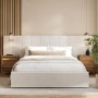 Cream Upholstered King Size Ottoman Bed with Wide Headboard - Iman