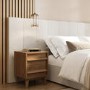 Cream Upholstered King Size Ottoman Bed with Wide Headboard - Iman