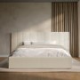 GRADE A1 - Off-White Upholstered King Size Ottoman Bed with Wide Headboard - Iman