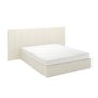 Off-White Fabric King Size Ottoman Bed with Wide Headboard - Iman