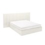 Off White Fabric King Size Ottoman Bed with Wide Headboard - Iman