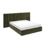 Olive Green Velvet King Size Ottoman Bed with Wide Headboard - Iman