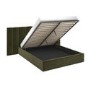 Olive Green Velvet King Size Ottoman Bed with Wide Headboard - Iman